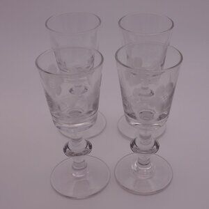 Set of Four(4) Small Delicate Glasses with Pattern